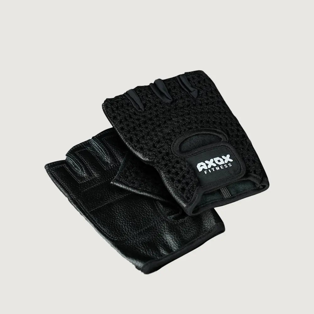 Axox Fitness Leather Fitness Gloves Black