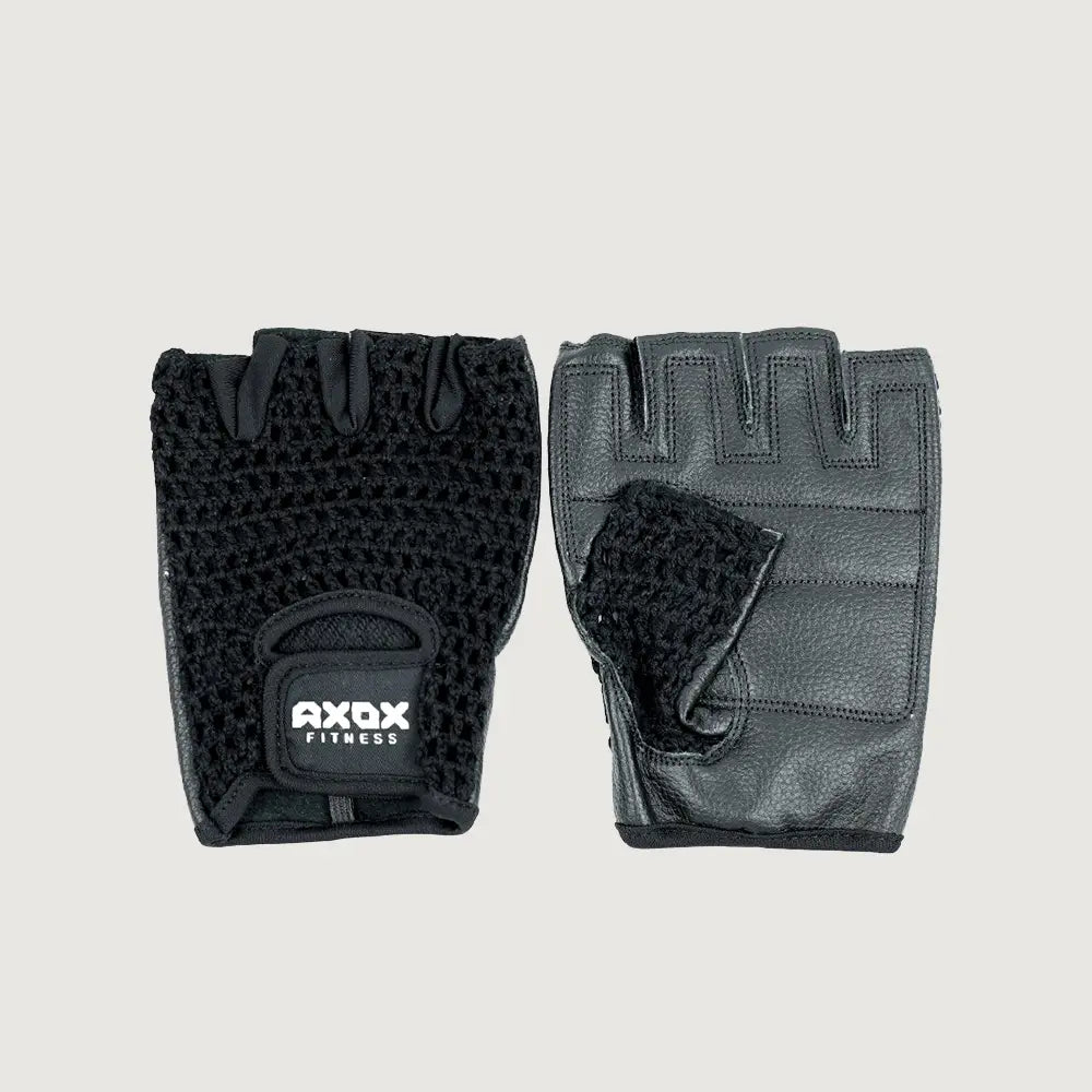 Axox Fitness Leather Fitness Gloves Black