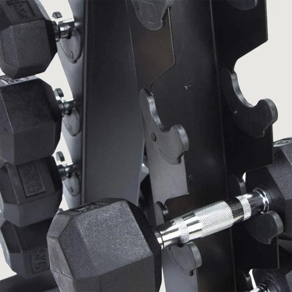 GRIT Hex Dumbbell Set 1 kg - 10 kg with Vertical Dumbbell Rack (10 Pairs)