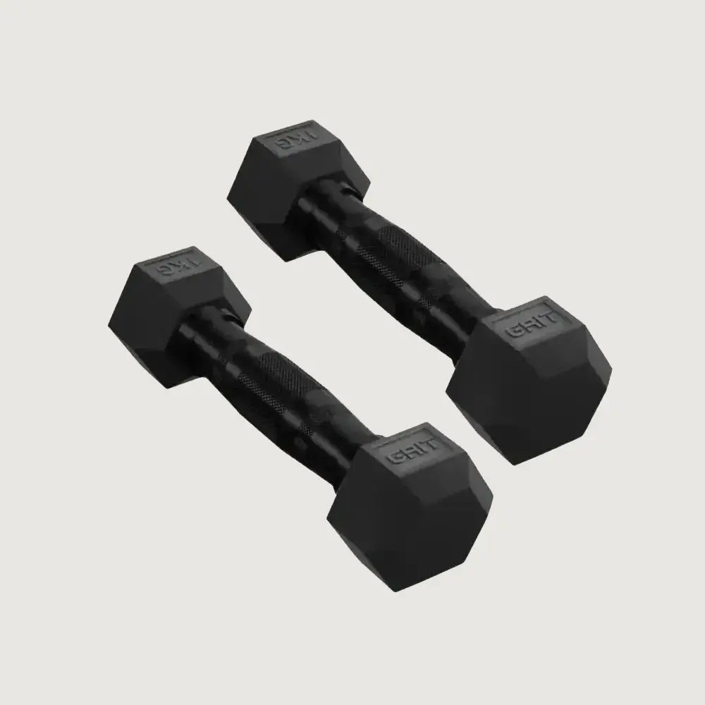 GRIT Hex Black Dumbbells (KG) - Pair
