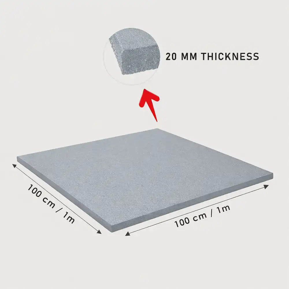 1441 Fitness Heavy-Duty Gym Flooring - 1m x 1m x 20mm - Grey