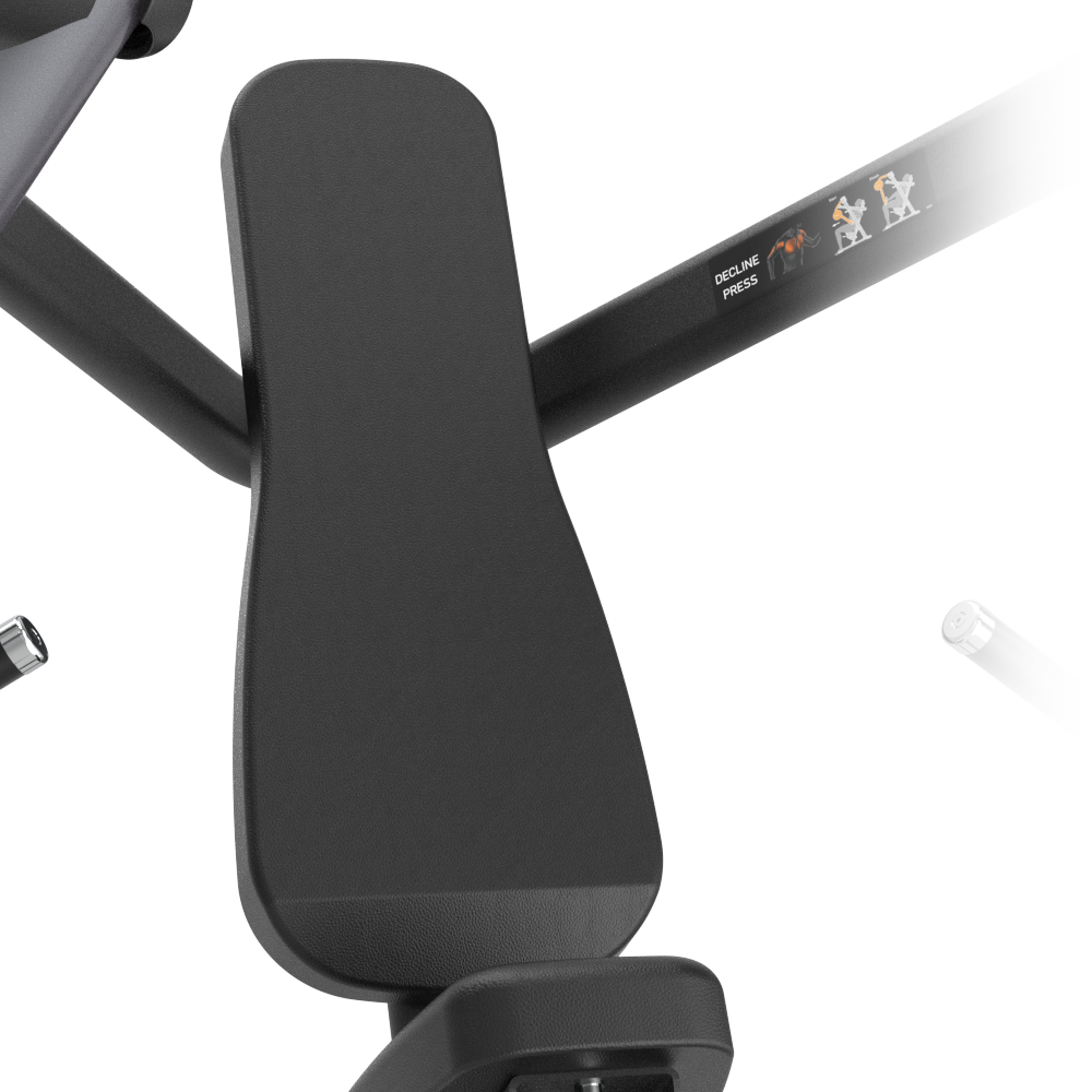 Close-up of a Insight Fitness Decline Chest Press - SH012 with weight stack on a white background