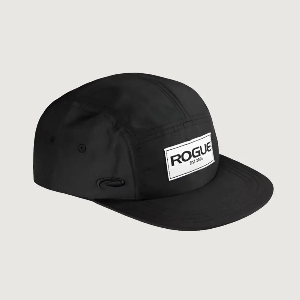 Black cap with 'Rogue' logo on a light gray background
