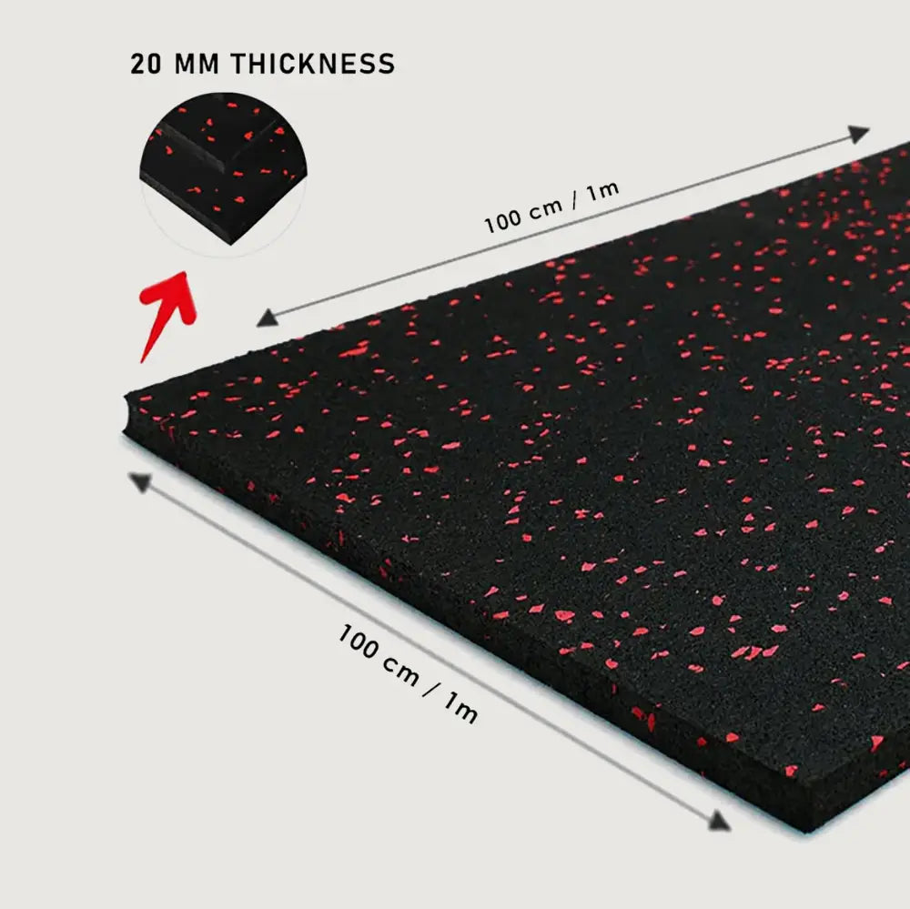 1441 Fitness Commercial Rubber Flooring for Gym 20 mm - 100 x 100 CM Speckled Red
