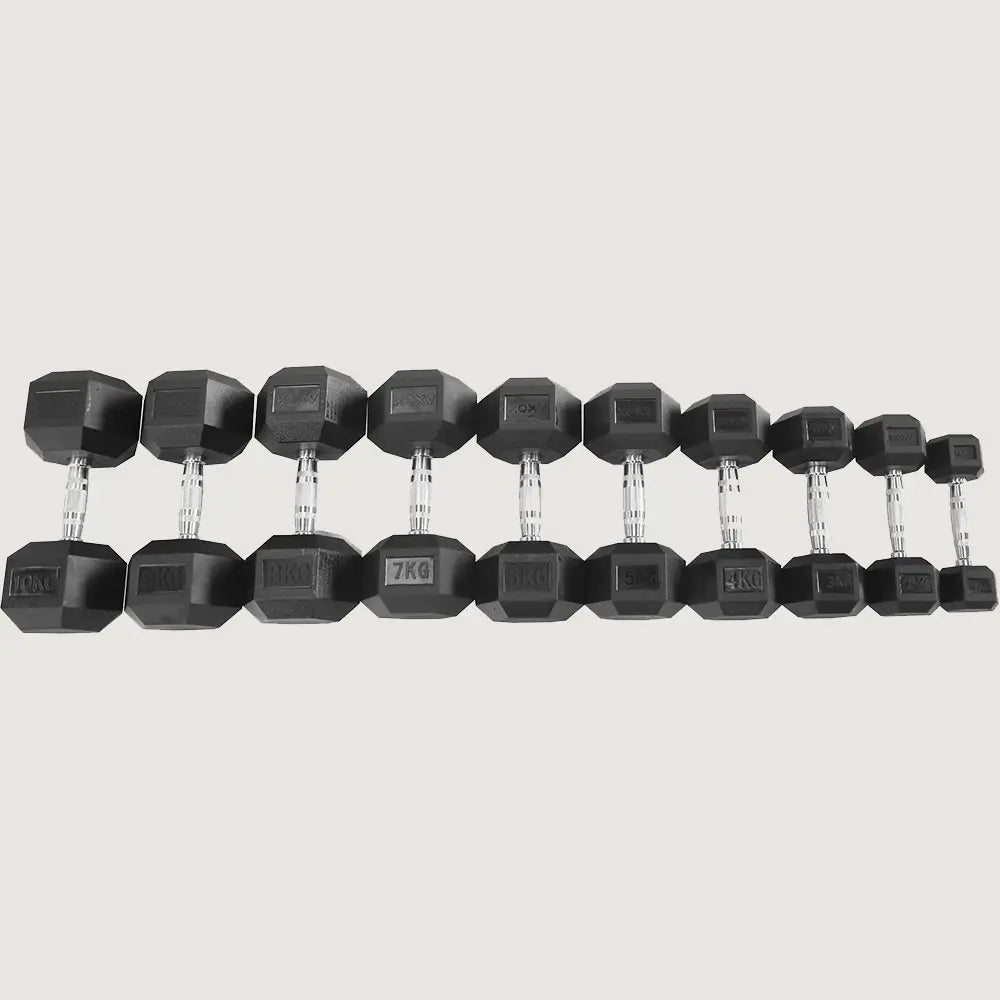 Axox Fitness Hex Rubber Coated Dumbbell Set 1 - 10 KG