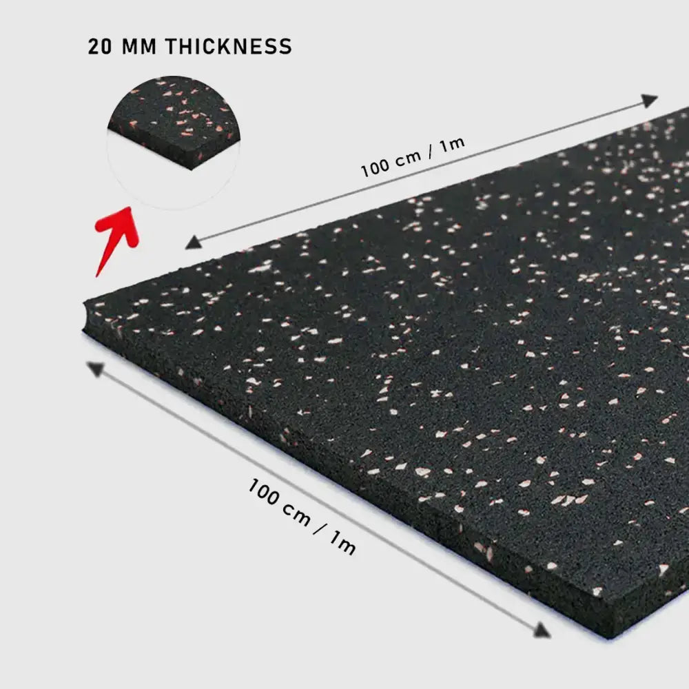 1441 Fitness Commercial Rubber Gym Flooring - 1m x 1m x 20mm - Speckled White