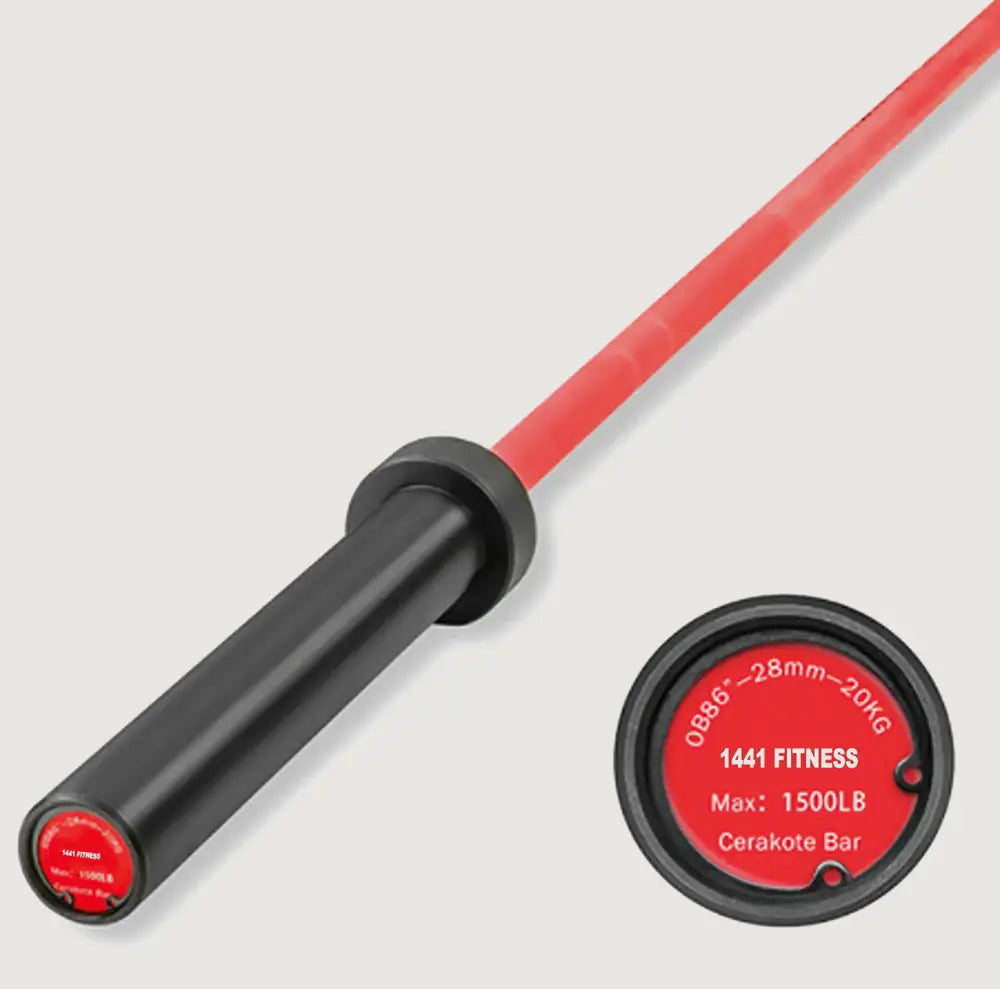 1441 Fitness 7 Ft Olympic Barbell with Collars - 20 Kg (Black/Red)