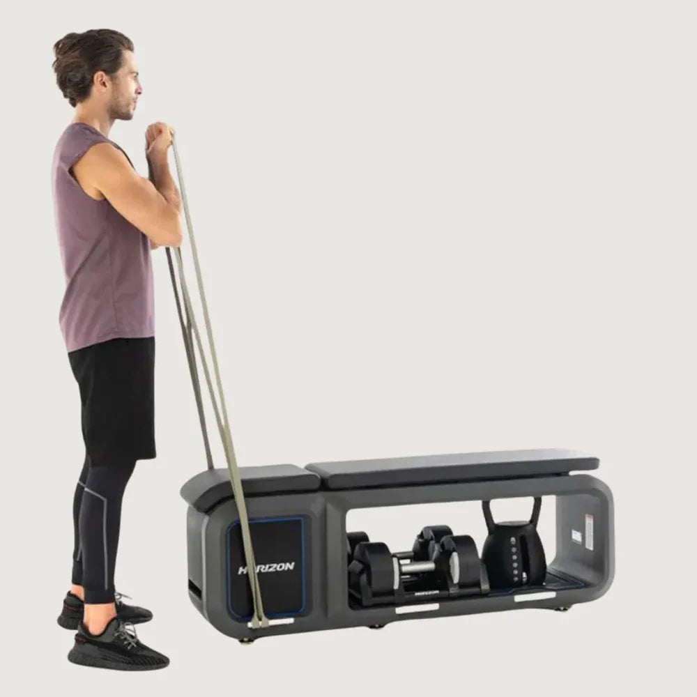 Horizon Fitness Adjustable Bench with Dumbbells & Kettlebell