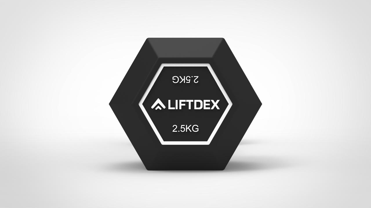 Liftdex Hexagonal Rubber-Coated Dumbbells