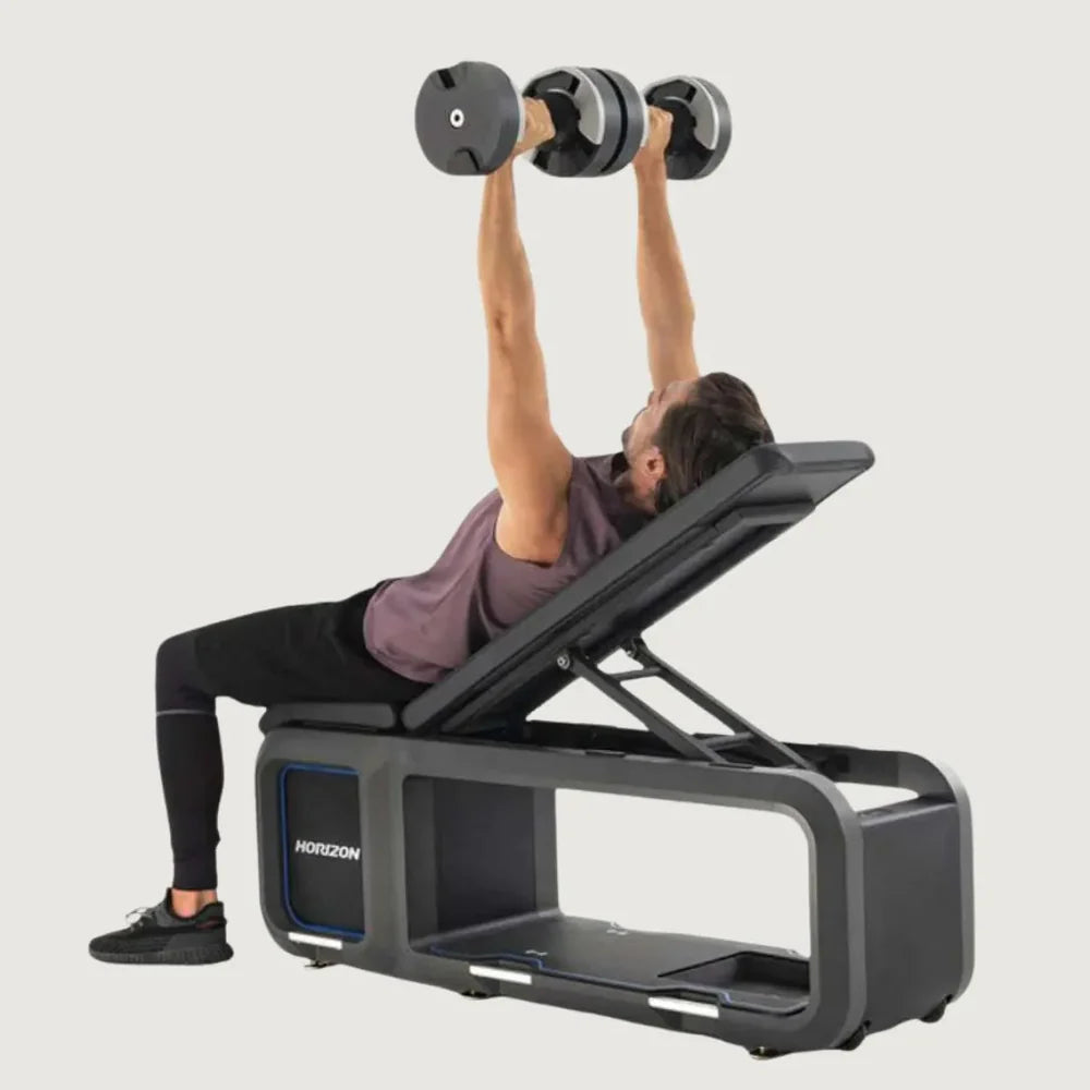 Horizon Fitness Adjustable Bench with Dumbbells & Kettlebell