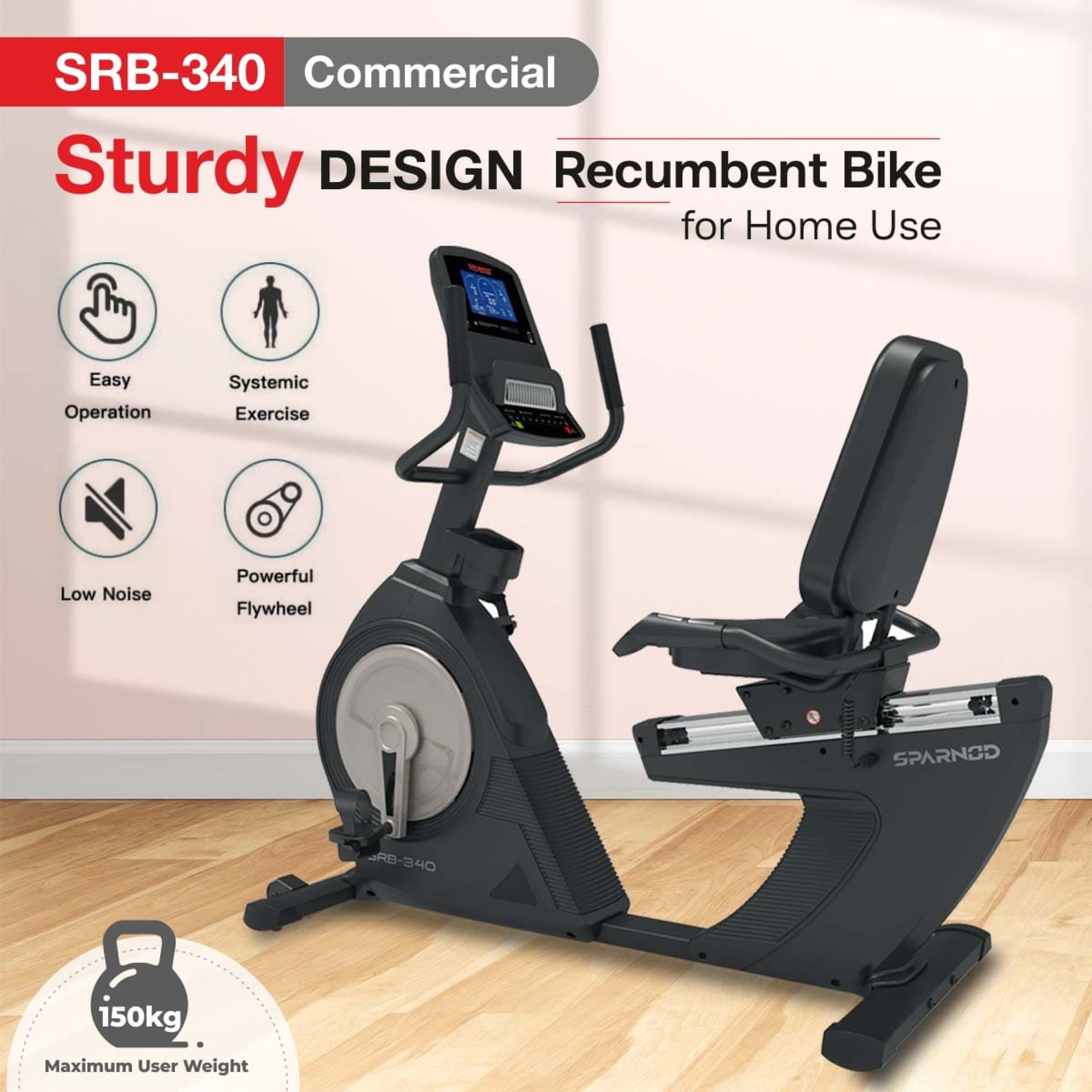 Sparnod Fitness SRB-340 Commercial Recumbent Bike