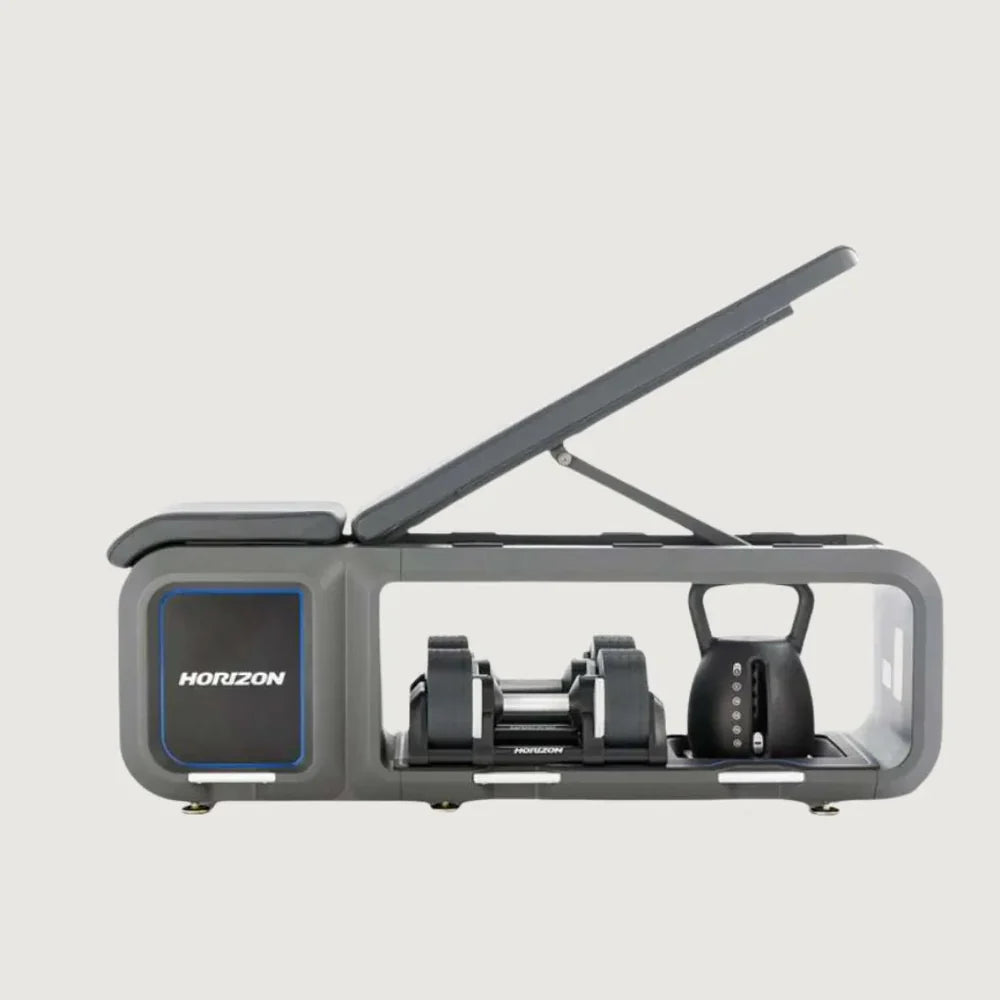 Horizon Fitness Adjustable Bench with Dumbbells & Kettlebell