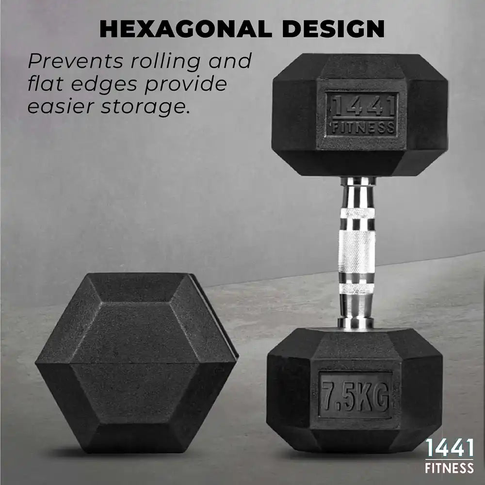 1441 Fitness Rubber Hex Dumbbells (KG)