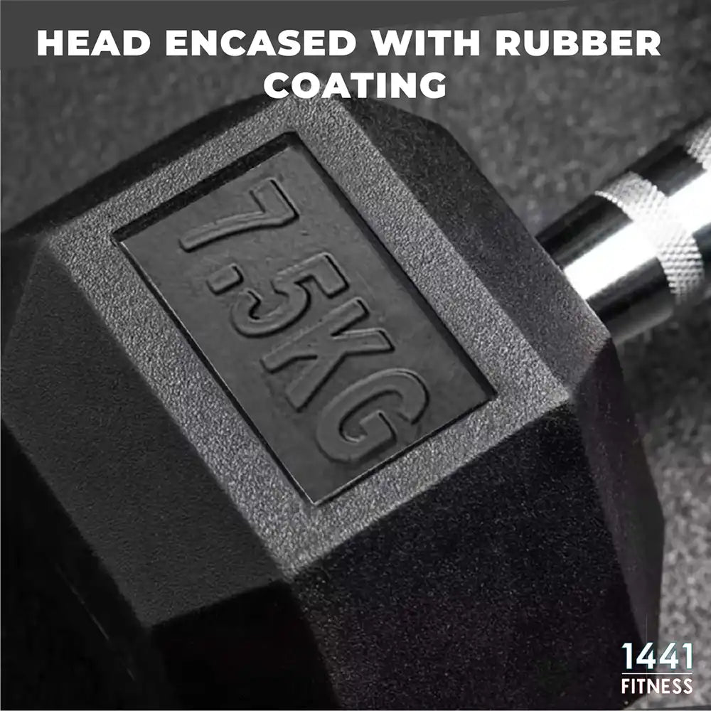 1441 Fitness Rubber Hex Dumbbells (KG)