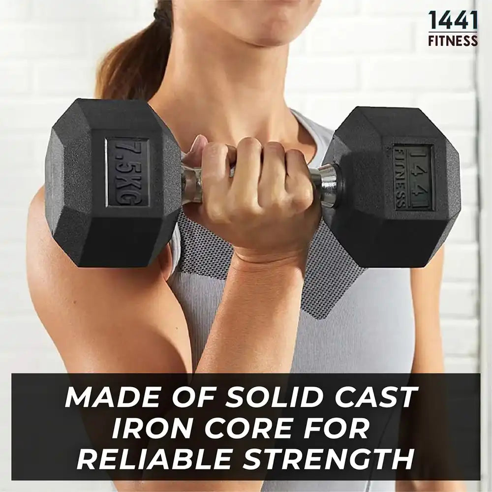 1441 Fitness Rubber Hex Dumbbells (KG)