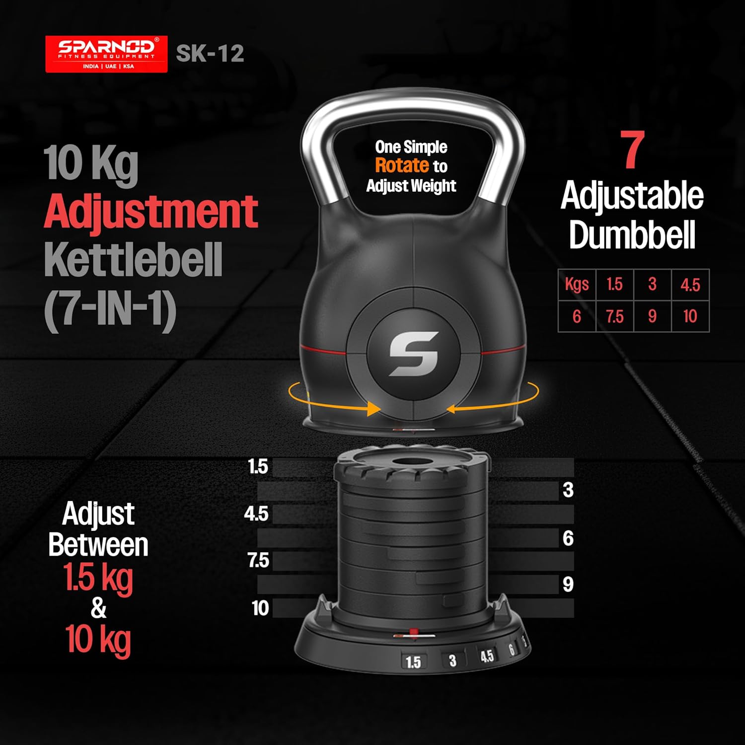 Sparnod Fitness SK-12 Adjustable Kettlebell
