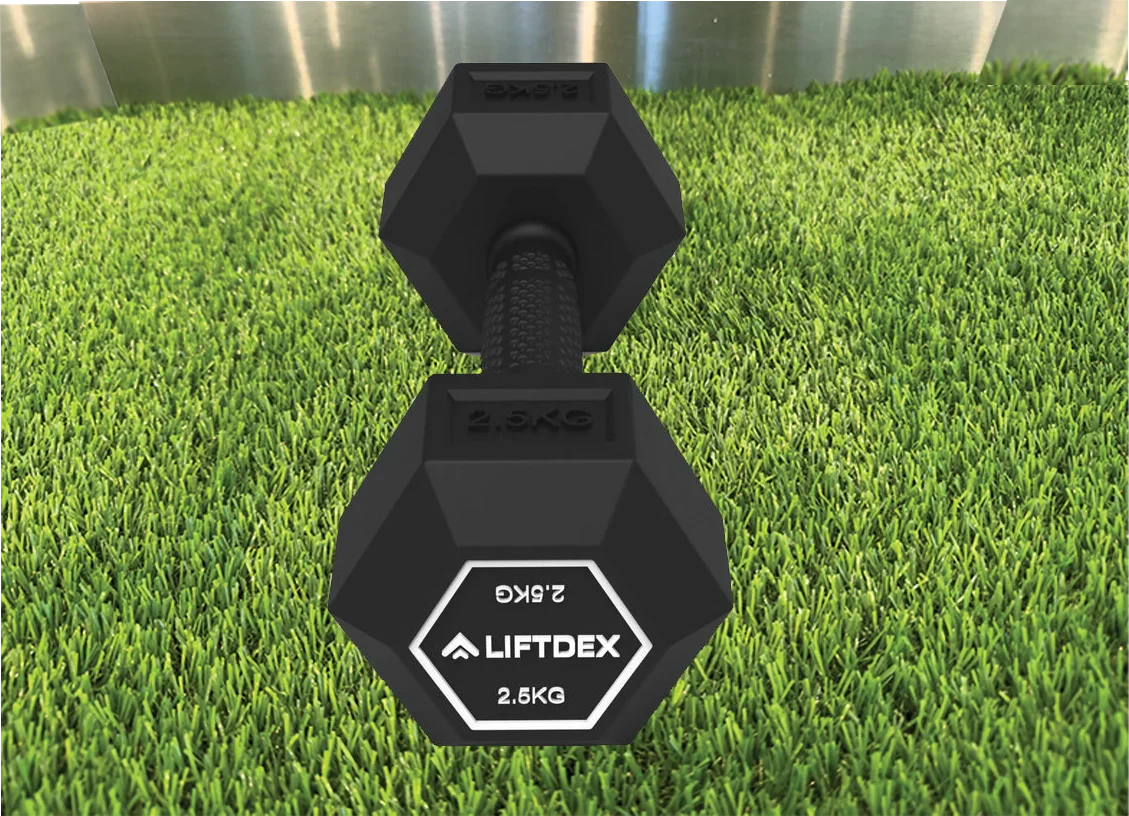 Liftdex Hexagonal Rubber-Coated Dumbbells