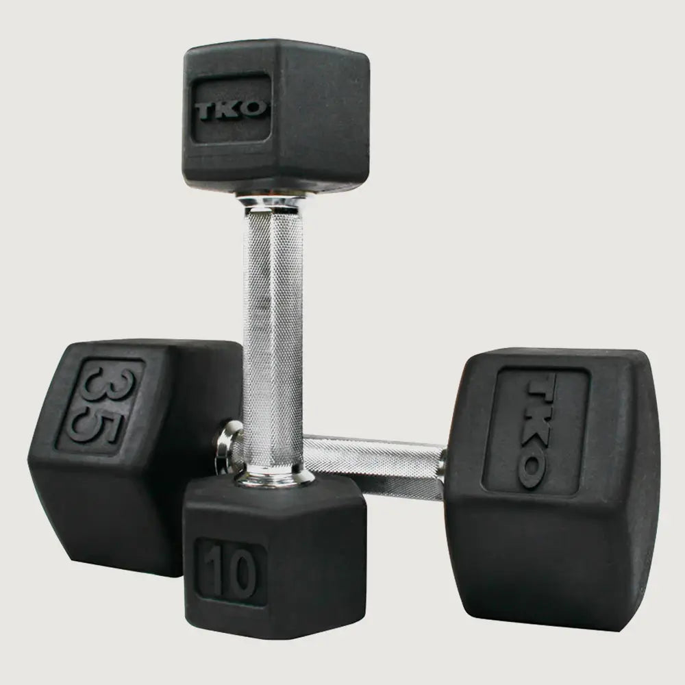 TKO Tri-Grip Rubber Hex Dumbbells (LB)