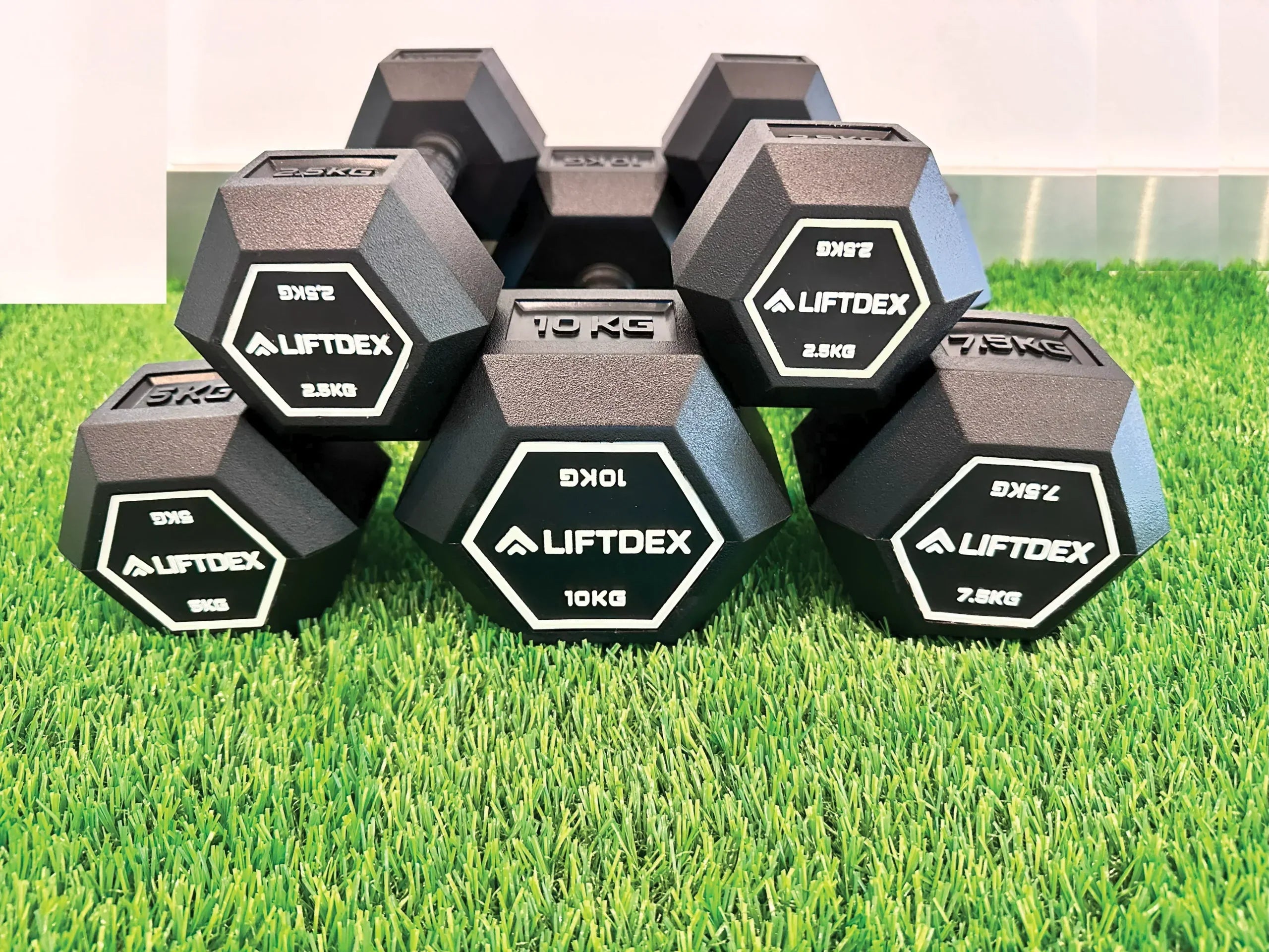 Liftdex Hexagonal Rubber-Coated Dumbbells