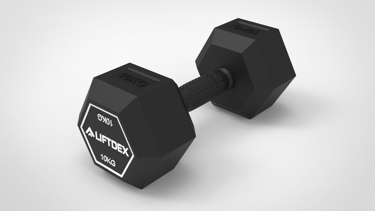Liftdex Hexagonal Rubber-Coated Dumbbells