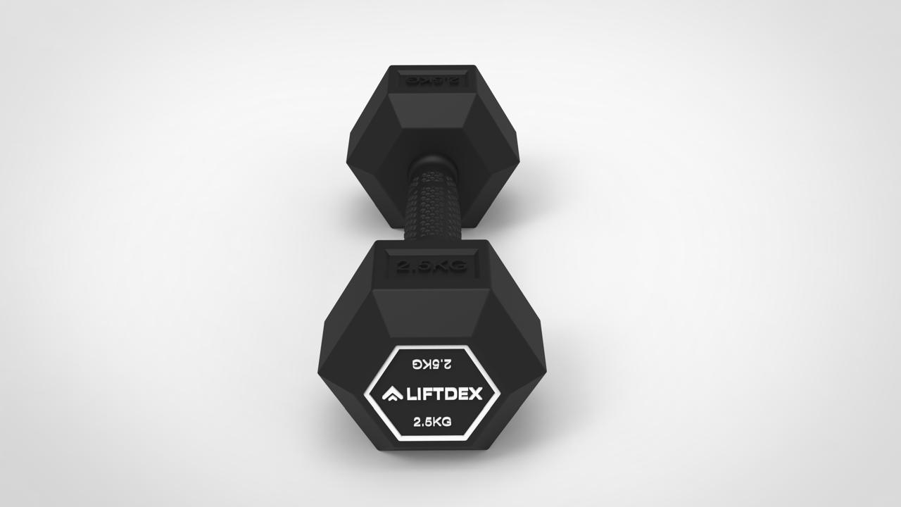 Liftdex Hexagonal Rubber-Coated Dumbbells