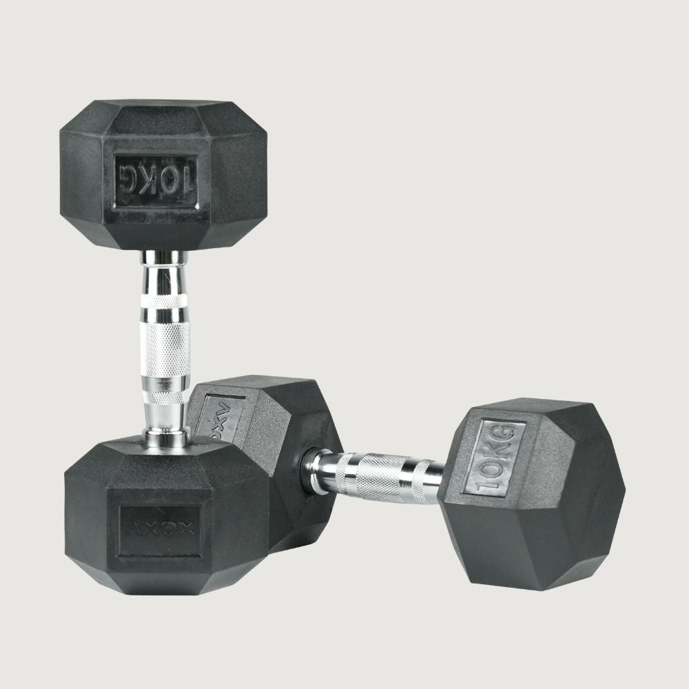 Axox Fitness Rubber Coated Hex Dumbbells