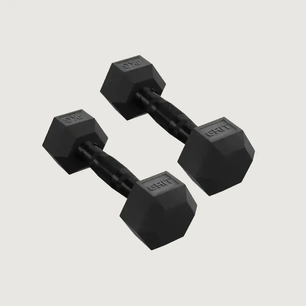 GRIT Hex Black Dumbbells - Pair