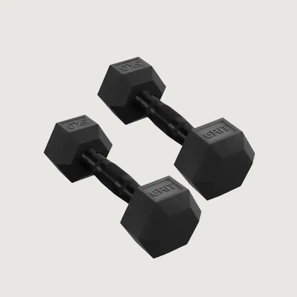 GRIT Hex Black Dumbbells - Pair