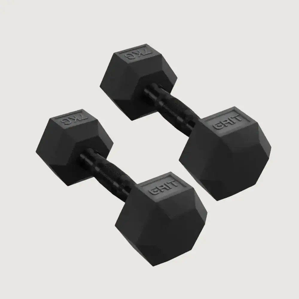 GRIT Hex Black Dumbbells – Pairs (KG)