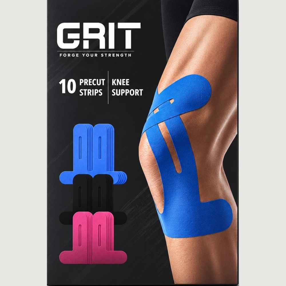 GRIT Pre-Cut Kinesiology Tape - Knee Support (Pack of 10)