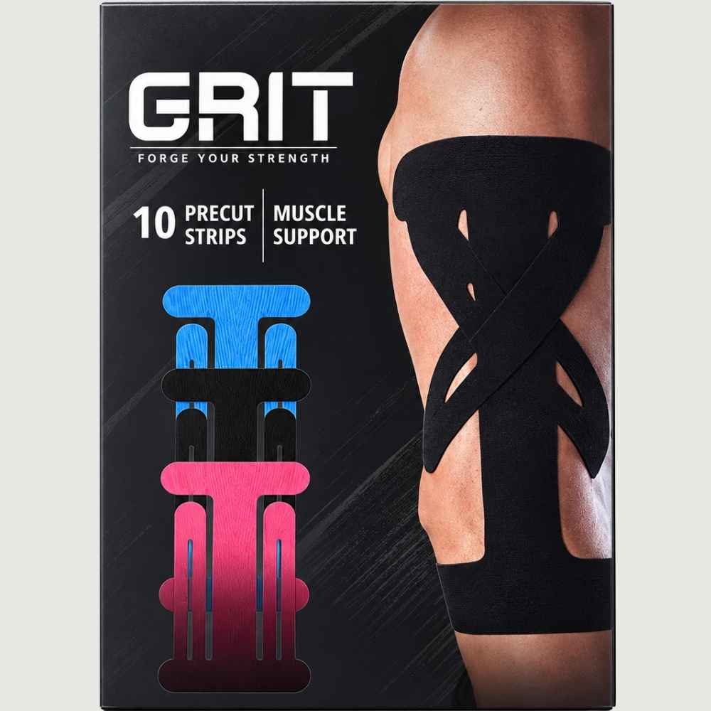 GRIT Pre-Cut Kinesiology Tape - Muscle Support (Pack of 10)