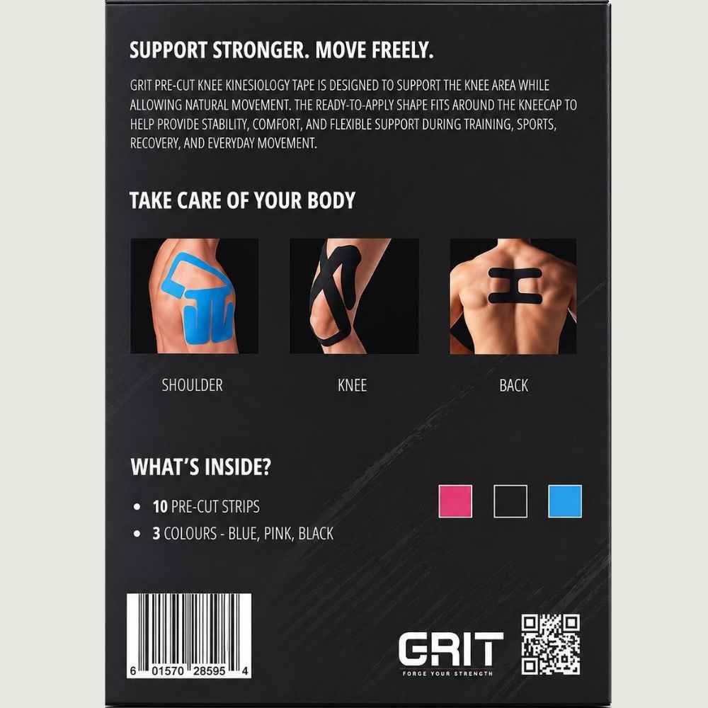 GRIT Pre-Cut Kinesiology Tape - Muscle Support (Pack of 10)