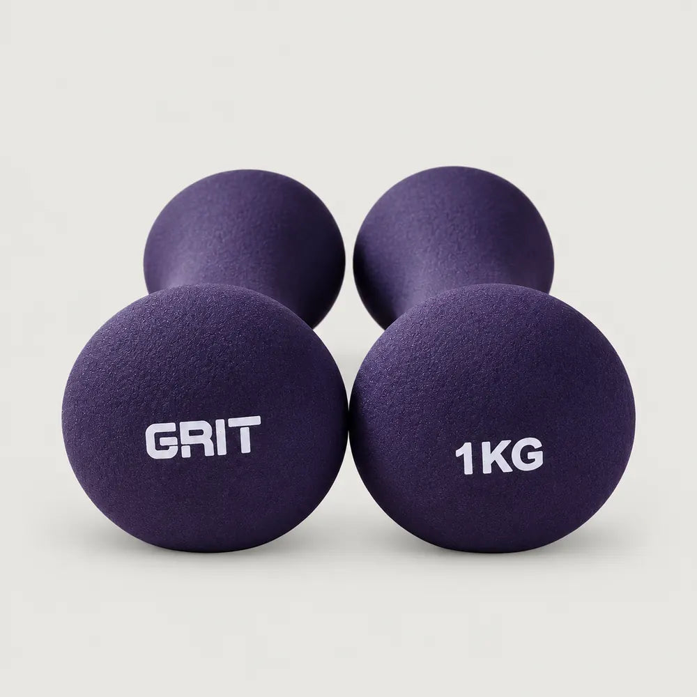 GRIT Neoprene Dumbbell Set – 1 kg pair, front