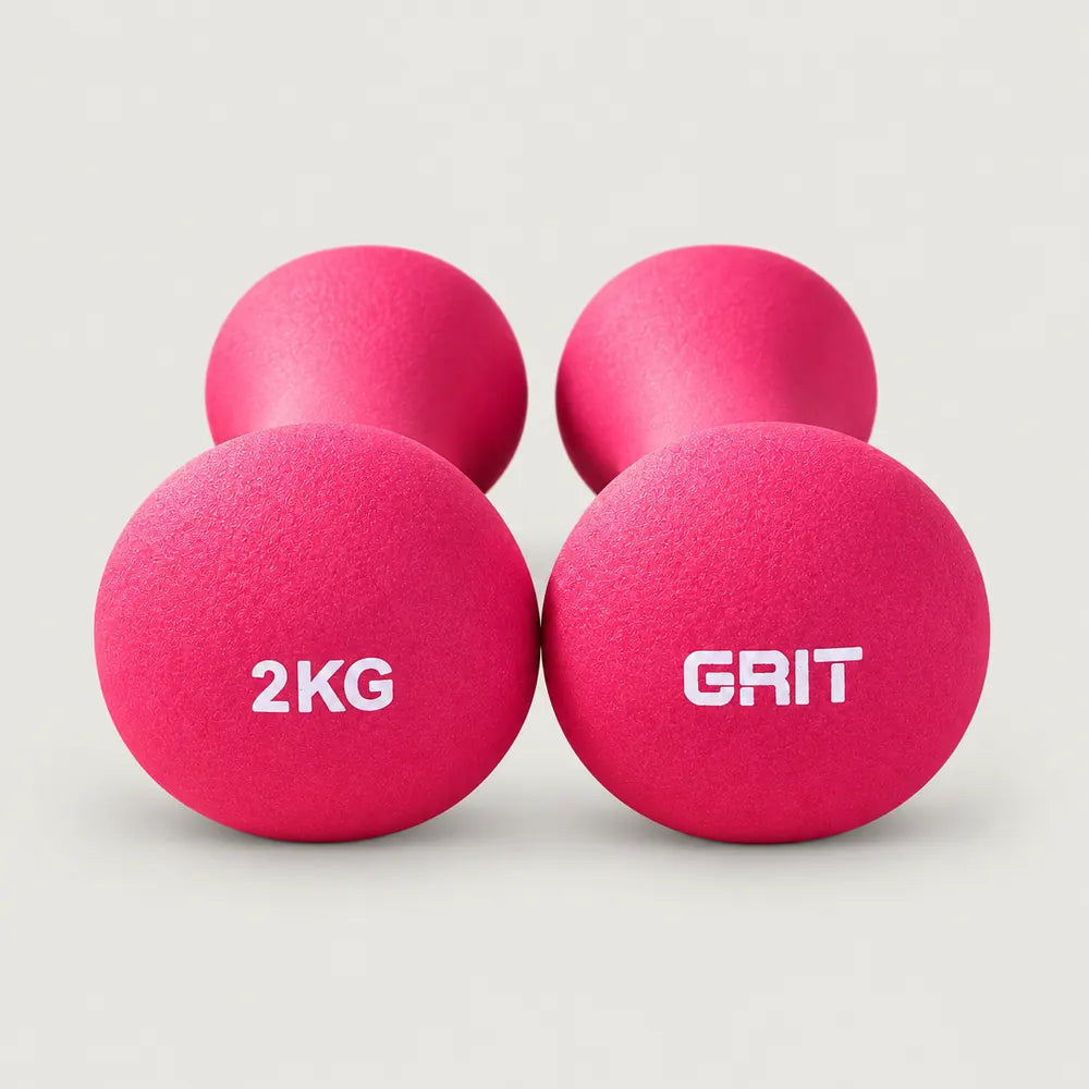 GRIT Neoprene Dumbbell Set – 2 kg pair, front