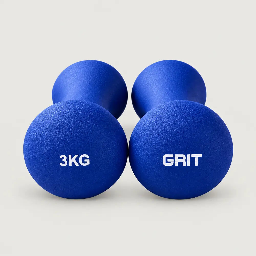 GRIT Neoprene Dumbbell Set – 3 kg pair, front