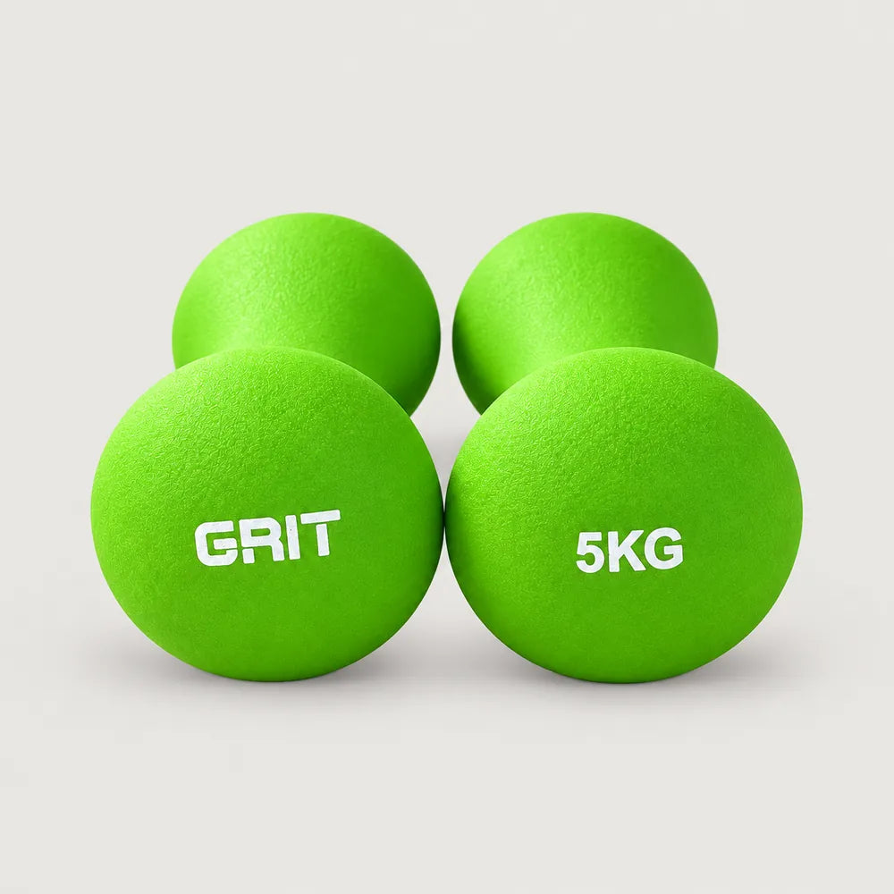 GRIT Neoprene Dumbbell Set – 5 kg pair, front