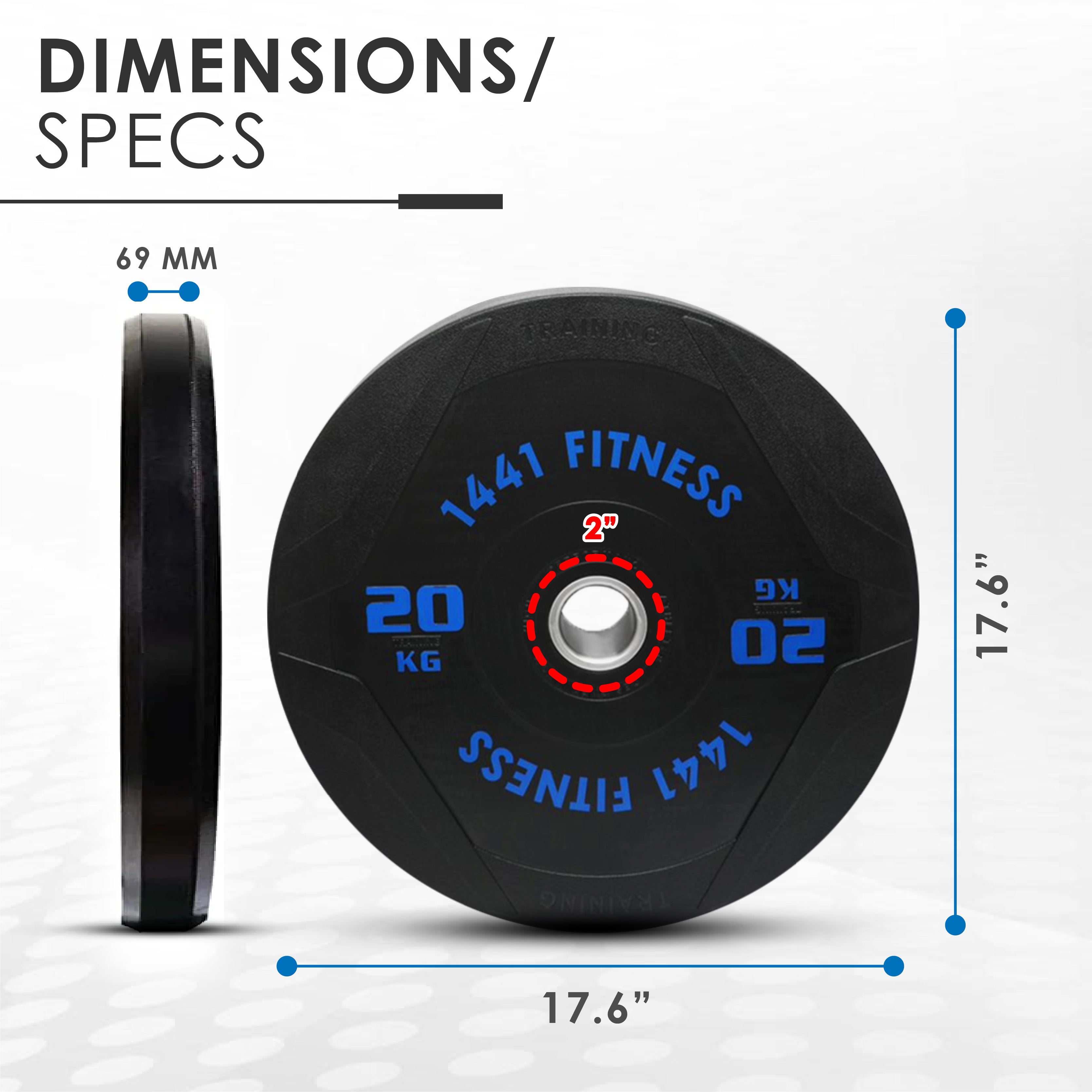 1441 Fitness PU Black Rubber Bumper Plate