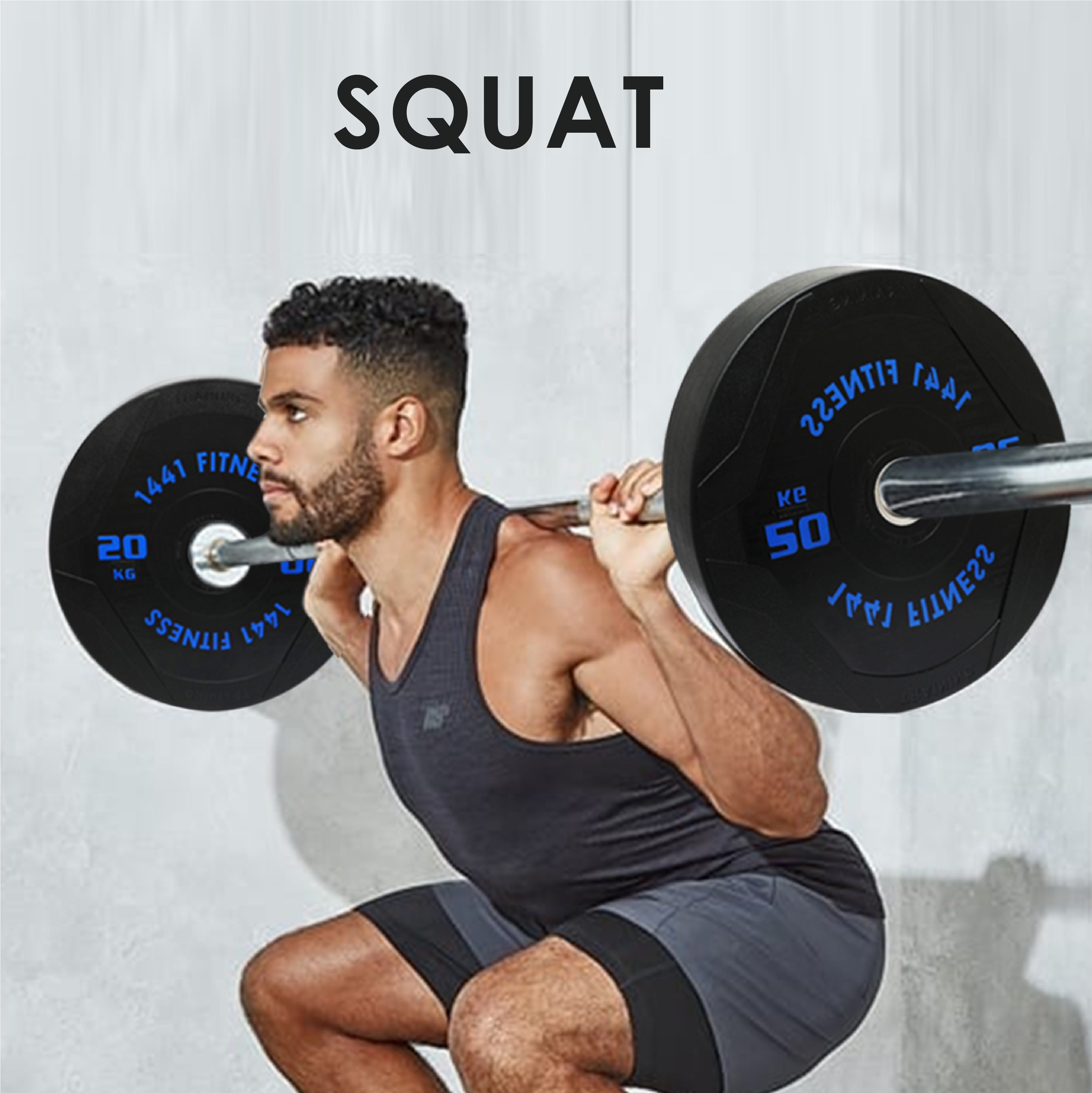 1441 Fitness PU Black Rubber Bumper Plate