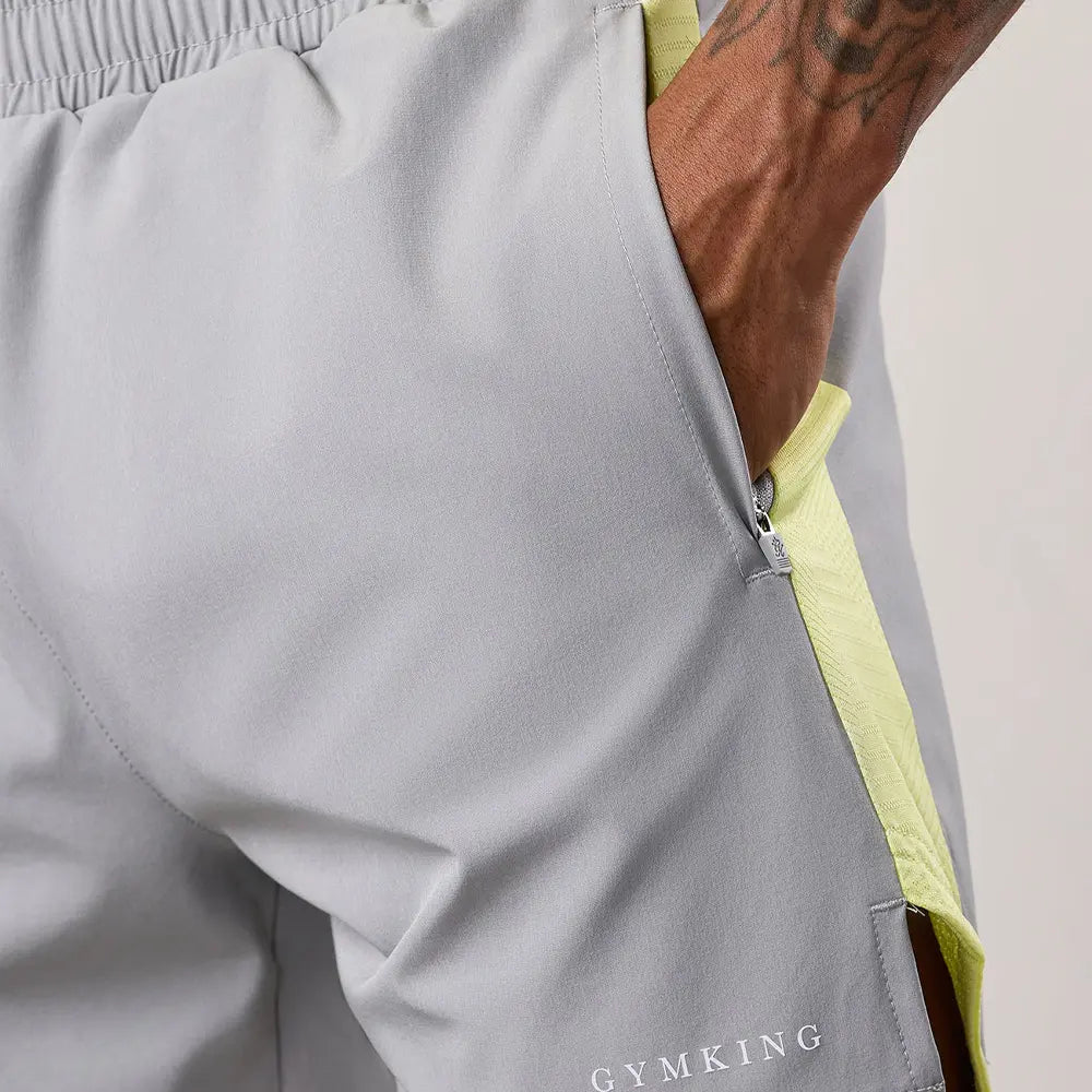 Gym King Geometric Knit Short - Urban Grey/Limelight