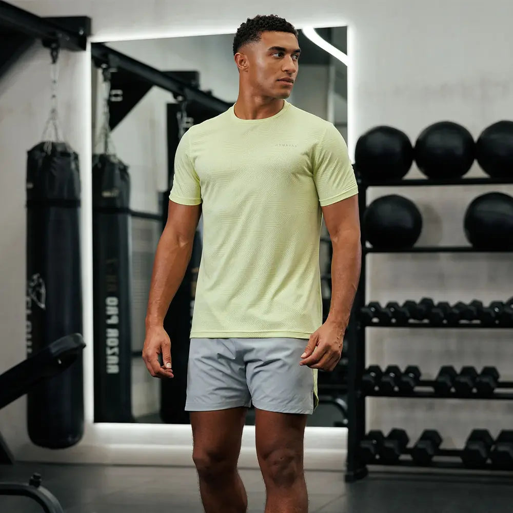 Gym King Geometric Knit Short - Urban Grey/Limelight