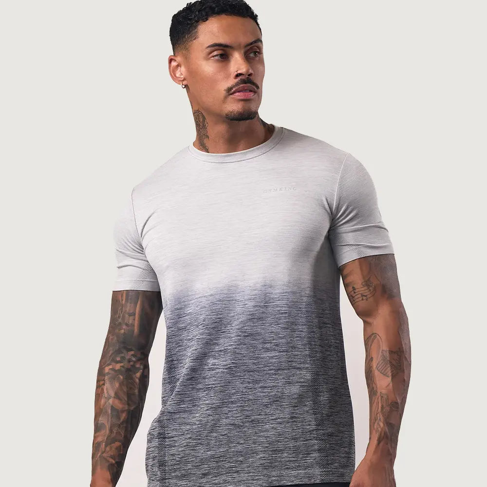 Gym King Relentless Ombre Seamless Tee - Black/Urban Grey