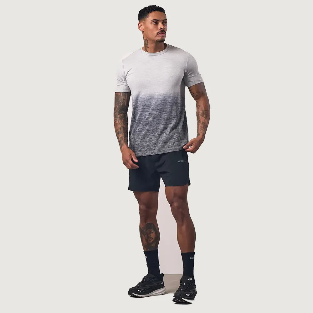 Gym King Relentless Ombre Seamless Tee - Black/Urban Grey