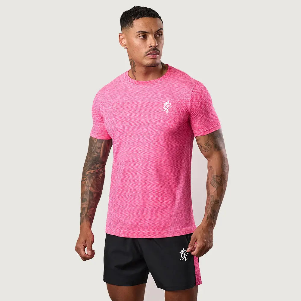 Gym King Energy Seamless Space Dye Tee - Hot Pink