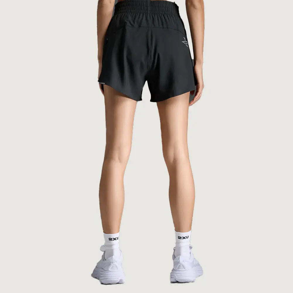 2XU Aero Hi-Rise 4 Inch Shorts Black/Silver Reflective