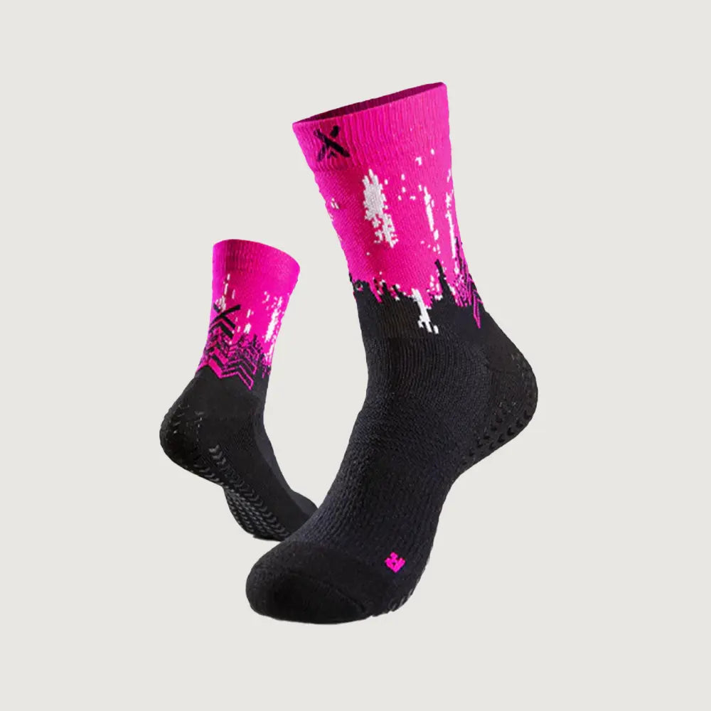SOXPro Padel Grip Socks Black-Fluo Fuchsia