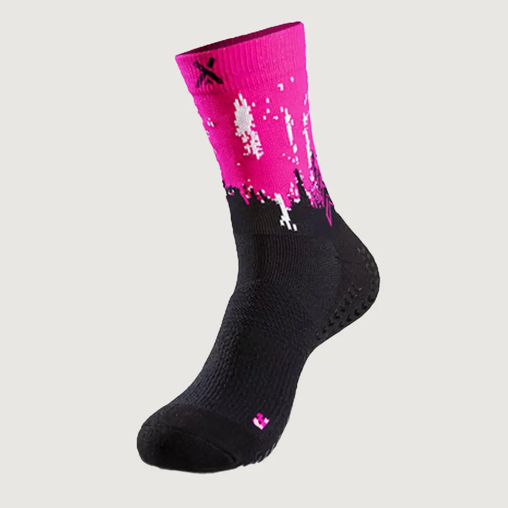 SOXPro Padel Grip Socks Black-Fluo Fuchsia