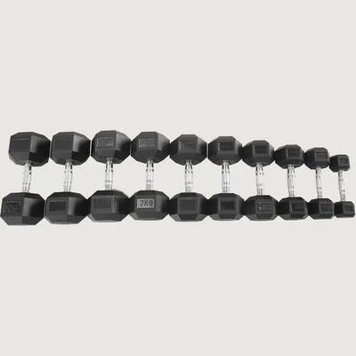 Axox Fitness Hex Rubber Coated Dumbbell Set 1 - 10 KG