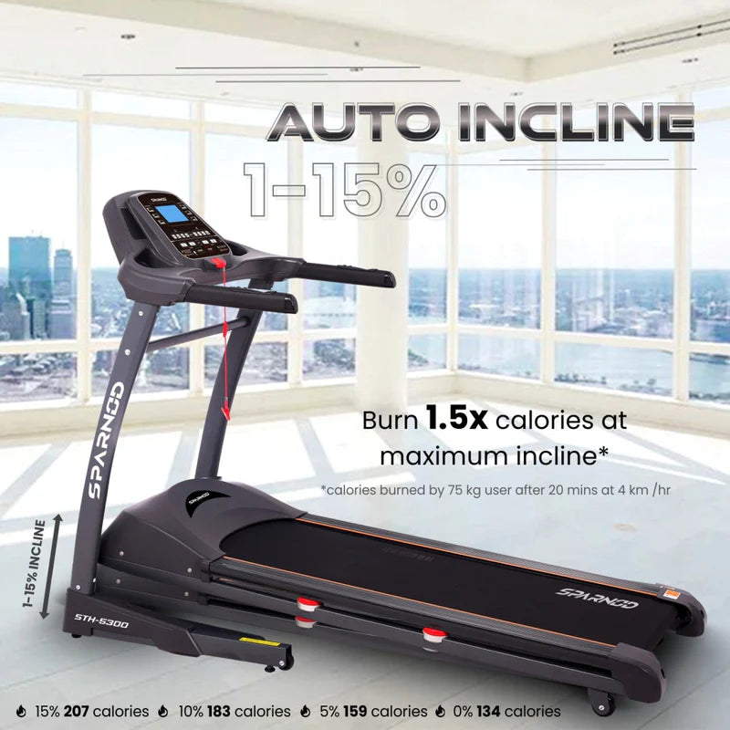 Sparnod Fitness STH-5300 Auto Incline Treadmill - 5.5HP
