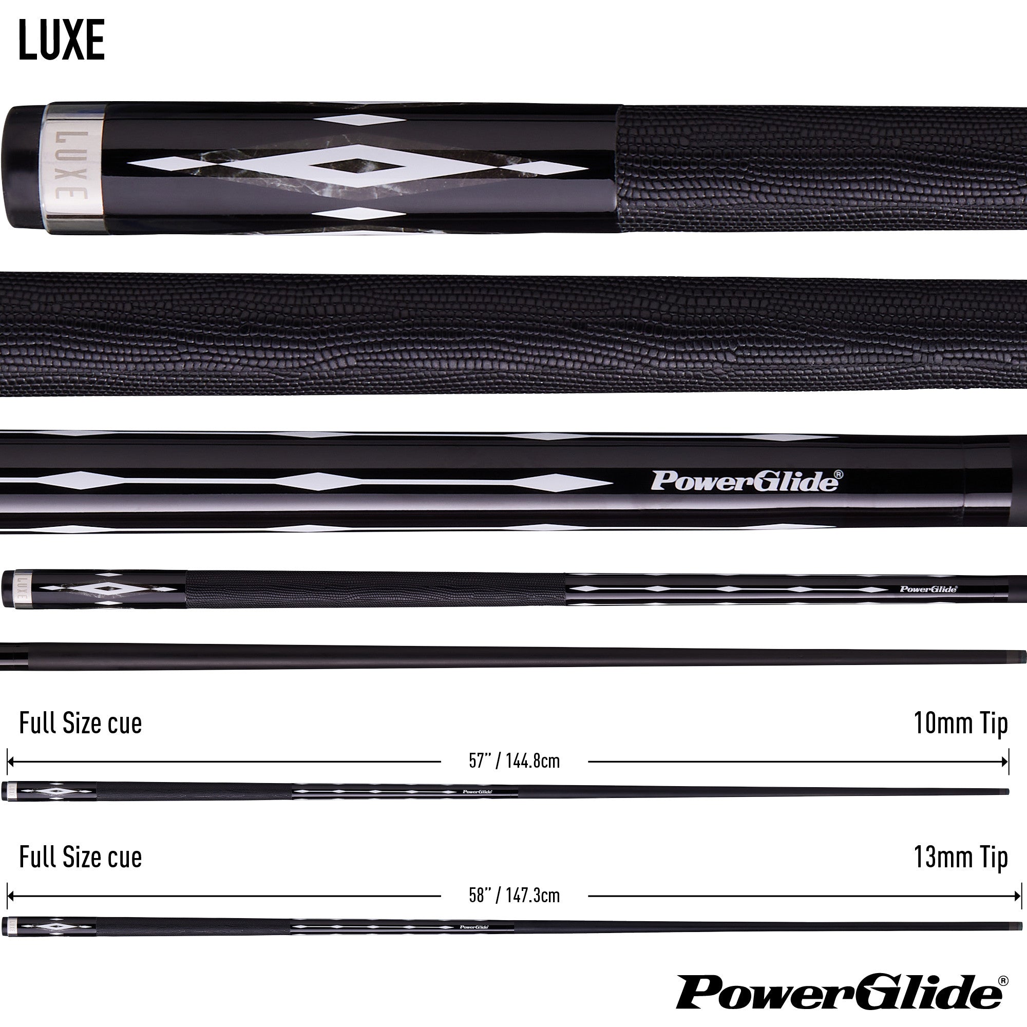 PowerGlide Luxe Fibreglass Pool Cue - 13mm