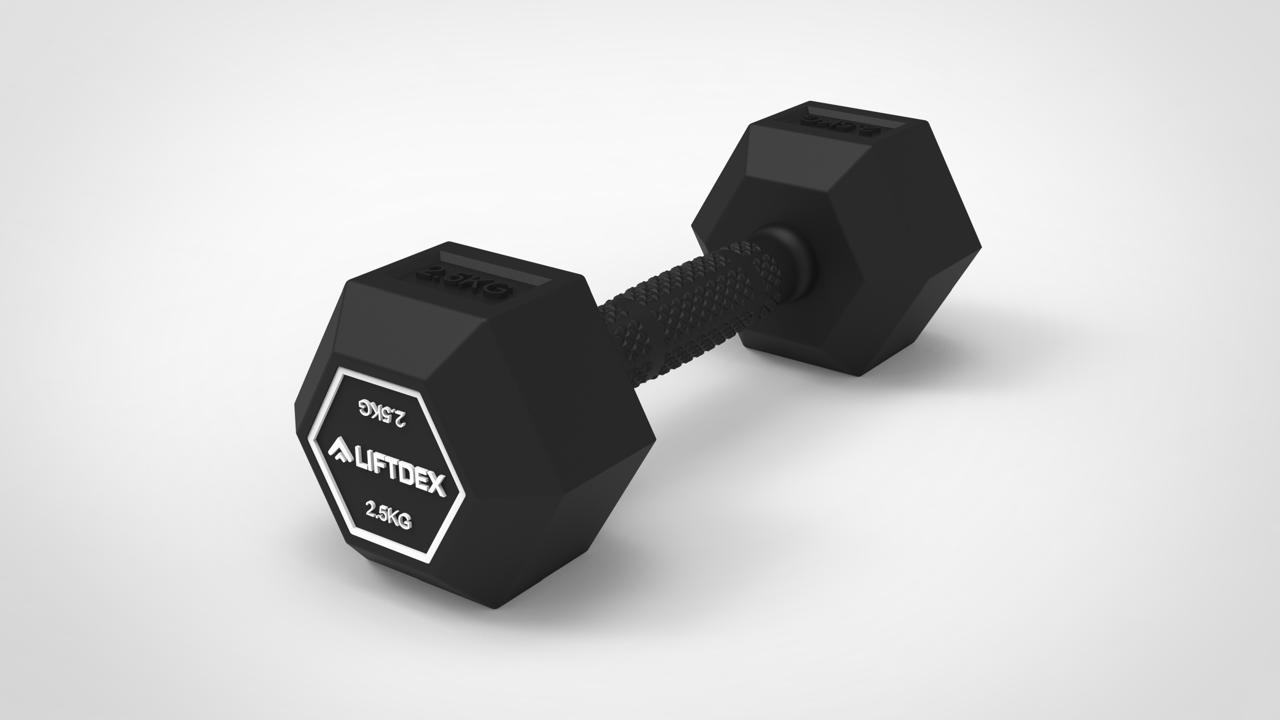 Liftdex Hexagonal Rubber-Coated Dumbbells